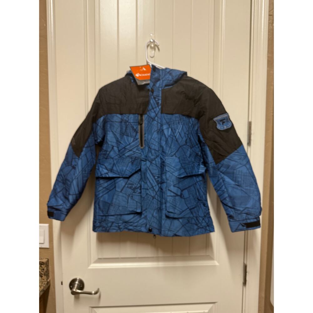 NWT Boys Winter Jacket with hood - Blue black Youth size 10/12 - Picture 7 of 7